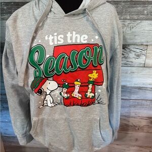 Peanuts Gray and Red Holiday Hoodie